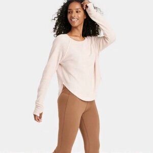 NWT Joy Lab Women's Size XXL Moon Waffle Knit Long Sleeve Loose Fit Blouse Shirt